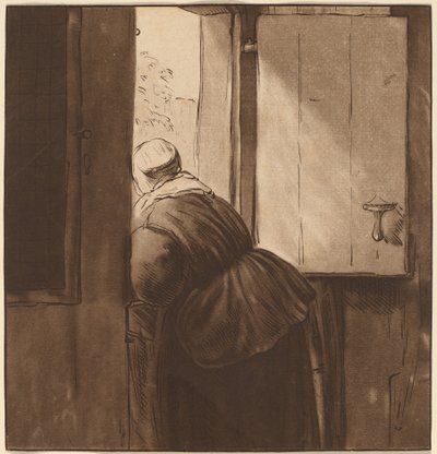 امرأة تتكئ على باب سفلي بواسطة بعد Nicolaes Maes Cornelis Ploos van Amstel