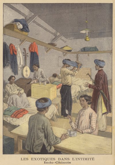 الناس من الهند الصينية الفرنسية في مساكنهم في معرض الكون لعام 1900 في باريس بواسطة بعد أوزوالدو توفاني
