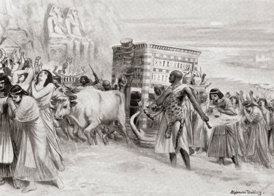 موكب جنازة خلال الأسرة التاسعة عشرة ، مصر القديمة ، من Hutchinsons History of the Nations ، pub. 1915 بواسطة بعد روبرت دادلي