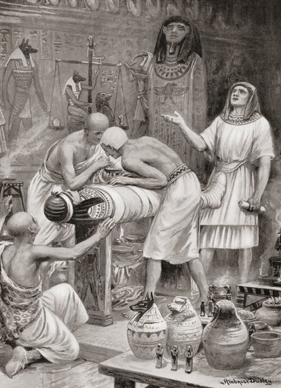 تحنيط جسد في مصر القديمة ، من Hutchinsons History of the Nations ، pub.1915 بواسطة بعد روبرت دادلي
