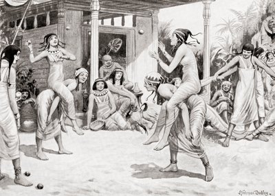 فتيات صغيرات يلعبن الكرة على شكل رقصة في مصر القديمة ، من Hutchinsons History of the Nations ، pub.1915 بواسطة بعد روبرت دادلي