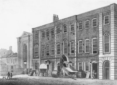 المنظر الجنوبي للمسرح الملكي في شارع البرتغال ، حقول لينكولنز إن ، 1811 بواسطة توماس هوسمر بعد الراعي