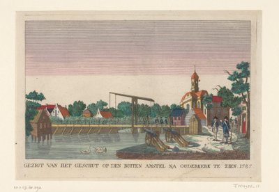 البطارية في Ouderkerk ، 1787 يمكن رؤية منظر المدفعية على Buiten Amstel بعد Ouderkerk في عام 1787 (العنوان على الكائن) بطاريات حول أمستردام عام 1787 (نسخ ألمانية) (عنوان السلسلة) بواسطة مجهول (ينسب إلى)