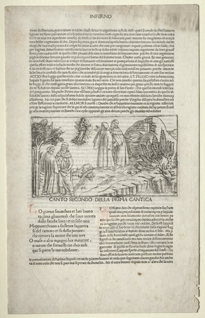 دانتي وفيرجيل مع رؤية بياتريس بواسطة المنسوب إلى باتشيو بالديني (إيطالي ، ج .1436 1487)