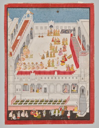 ماهارانا جاغات سينغ يحضر Rasleela بواسطة attributed to Jai Ram