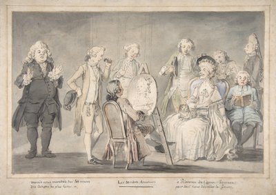 رسم ساخر: فنان يرسم صورة سيدة عجوز ، 1729-1804. بواسطة ينسب إلى بيترو أنطونيو نوفيلي.