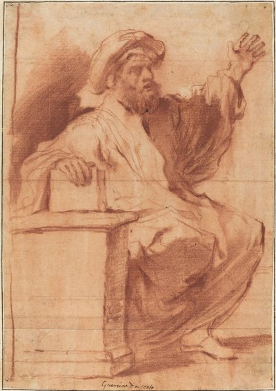 نبي جالس بواسطة يسمى Guercino تابع لـ Giovanni Francesco Barbieri