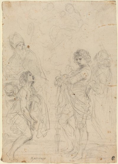 مادونا والطفل مع القديسين جيميجنانو ويوحنا المعمدان وجورج وبيتر مارتير بواسطة يسمى Guercino Giovanni Francesco Barbieri