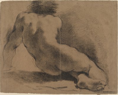 شوهد ولد عاري جالس من الخلف بواسطة يسمى Guercino Giovanni Francesco Barbieri