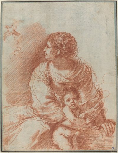 مادونا والطفل مع طائر الحسون هارب بواسطة يسمى Guercino Giovanni Francesco Barbieri