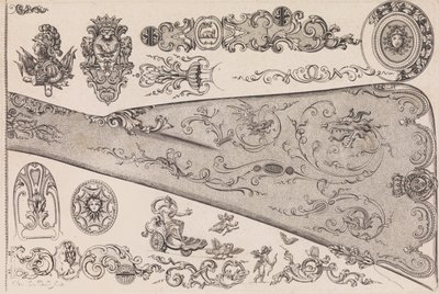 اللوحة السابعة من Nouveavx Desseins D'Arquebvseries ، كاليفورنيا. 1705-30. بواسطة دي لا كولومب