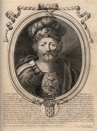 Portrait of Eudes (Odon) (v.860 - 898) ، كونت باريس وتروا ، ثم ملك فرنسا - انتخب كونت باريس EUDES للعرش الفرنسي بعد خلع تشارلز الإمبراطور - نقش من 