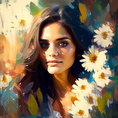 صورة امرأة مكسيكية جميلة وعباد الشمس، فن رقمي تجريدي قابل للطباعة بواسطة F. Abderrahim