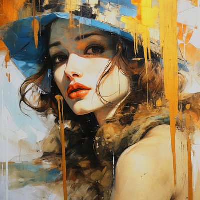 رسم تصميم الأزياء للمرأة، فن زيتي تفصيلي، جدار الفن | قماش يطبع بواسطة F. Abderrahim