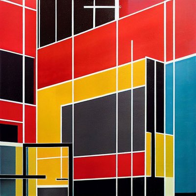 أشكال هندسية معمارية ترسم على قماش ، مطبوعات فنية جدارية بواسطة F. Abderrahim