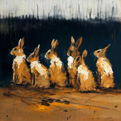 أرانب ترسم بأسلوب تصويري ، مطبوعات فنية جدارية بواسطة فشتالي عبد الرحيم