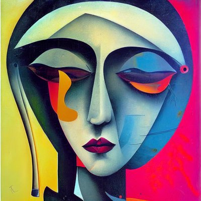 وجه امرأة حزينة في فن الرسم التصويري التجريدي ، جدار الفن | قماش يطبع بواسطة فشتالي عبد الرحيم