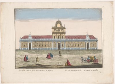 منظر لجامعة نابولي Prospetto esteriore delli Studi Publici di Napoli (العنوان على الكائن) بواسطة عائلة Remondini (منسوبة إلى)