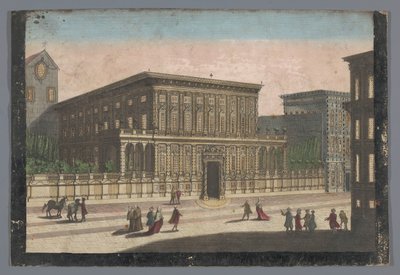 Gezicht op het Palazzo Doria-Tursi te Genua منظر لقصر ديل دوكا دوريا في سترادا نوفا بواسطة عائلة Remondini (منسوبة إلى)