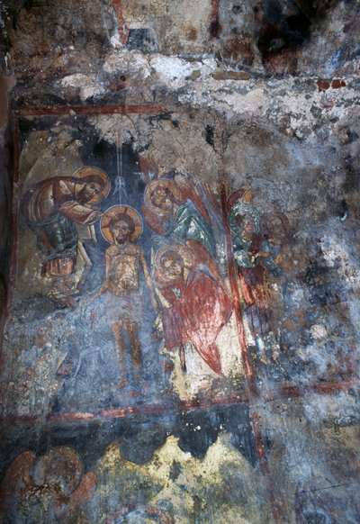 Christ and angels, fresco in Byzantine church of Agios Constantinos and Agia Eleni, Voukolies, Crete, Greece (photo) بواسطة أو Magno Cesare Magni