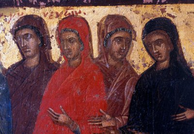 Pious women, wood panel in Byzantine church of Palea Roumata, Crete, Greece (photo) بواسطة أو Magno Cesare Magni