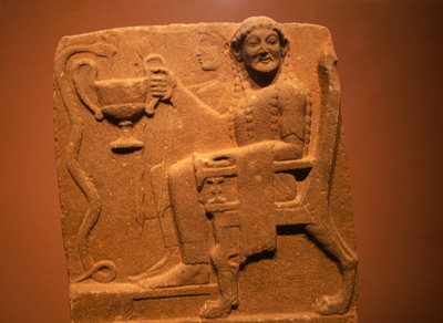 Stele with relief depicting deities and snakes, from Sparta, Greece, Greek civilization بواسطة أو Magno Cesare Magni
