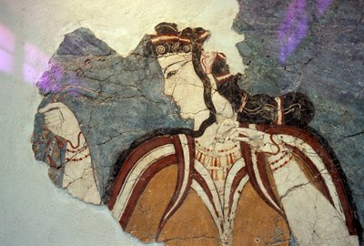 Fresco fragment with female figure, from Mycenae, Greece, Mycenaean civilization بواسطة غير معروف غير معروف