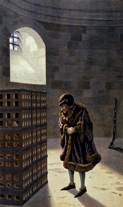 الملك الفرنسي لويس الحادي عشر يزور الكاردينال جان دي لا بالو في السجن بواسطة اسم مستعار لـ Onfray de Breville Jacques Job