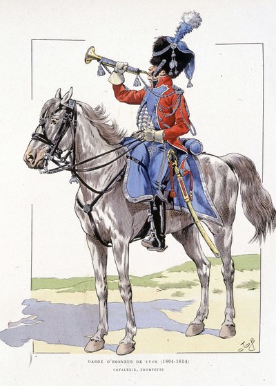حرس الشرف ليون من 1804 إلى 1814 ، البوق الفارس - في "Hue des troupes de France" ، سوء. دي جوب بواسطة اسم مستعار لـ Onfray de Breville Jacques Job