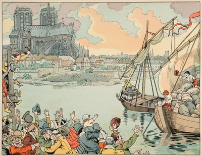 Illustration from the book “Le bon roy Henri”, illustrated by Jacques Marie Gaston Onfray de Breville dit JOB (1858-1931): Paris refuitaille - Private collection بواسطة اسم مستعار لـ Onfray de Breville Jacques Job