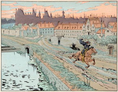 رسم توضيحي مأخوذ من كتاب "Le bon roy Henri" ، الذي رسمه جاك ماري جاستون أونفراي دي بريفيل ديت جوب (1858-1931): في عام 1575 ، هرب هنري الرابع من باريس - مجموعة خاصة بواسطة اسم مستعار لـ Onfray de Breville Jacques Job