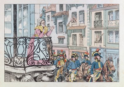 جاك ماري غاستون أونفراي دي بريفيل ديت جوب (1858-1931) ؛ رسم توضيحي من كتاب "Les epees de France": الجنرال لويس لازار هوش (1768-1797) يتنجس على رأس قواته ؛ كول ، جزء بواسطة اسم مستعار لـ Onfray de Breville Jacques Job