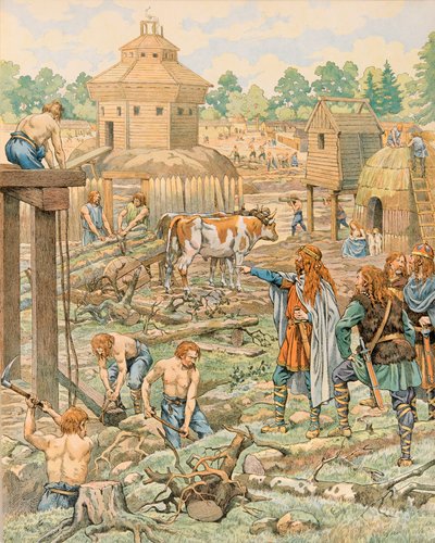 جاك ماري جاستون Onfroy de Breville dit JOB (1858-1931) - تاريخ بلجيكا: Clodion le Chevelu (حوالي 390 - حوالي 450) ، ملك الفرنجة ، أسس عاصمته في تورناي (تورناي) ، مجموعة خاصة بواسطة اسم مستعار لـ Onfray de Breville Jacques Job