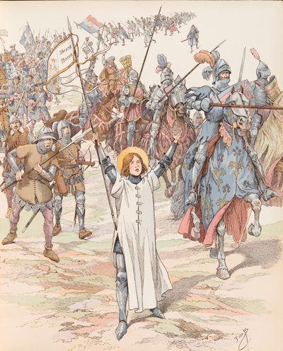 Jacques Marie Gaston Onfroy de Breville dit JOB (1858-1931) - Joan of Arc (1412-1431) at the head of her army, Private Collection بواسطة اسم مستعار لـ Onfray de Breville Jacques Job