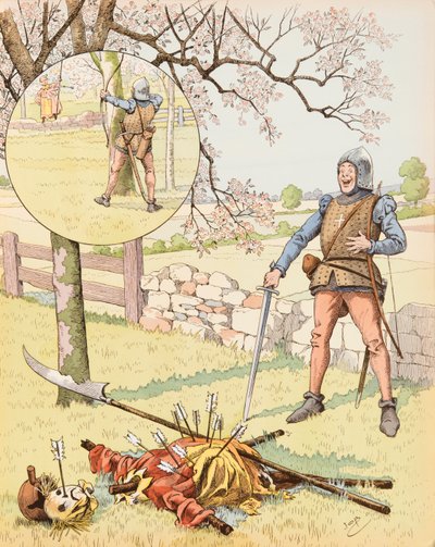 Jacques Marie Gaston Onfroy de Breville dit JOB (1858-1931) - Le Franc Archer de Bagnolet (comic work of the 15th century featuring a fanfaron soldier), Private Collection بواسطة اسم مستعار لـ Onfray de Breville Jacques Job