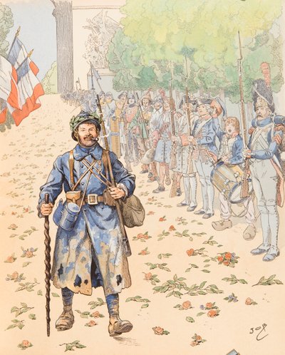 جاك ماري غاستون Onfroy de Breville dit JOB (1858-1931) - Le triumphe du poilu (رمزية للجيش الفرنسي تحيي المشعر) ، Collection privee بواسطة اسم مستعار لـ Onfray de Breville Jacques Job
