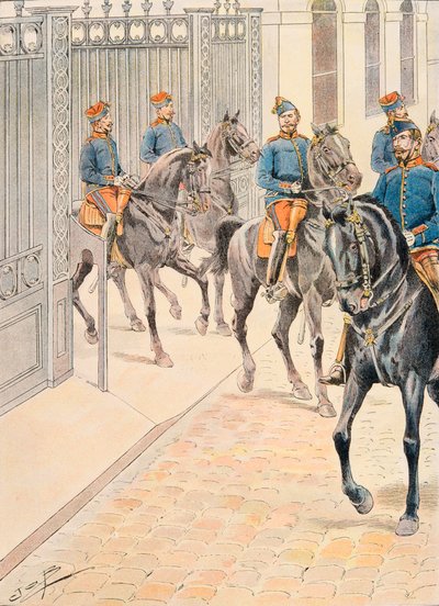 جاك ماري غاستون أونفروي دي بريفيل ديت جوب (1858-1931) - زي القوات الفرنسية في جميع الأوقات: مائة جاردز (الإمبراطورية الثانية) ، مجموعة خاصة بواسطة اسم مستعار لـ Onfray de Breville Jacques Job