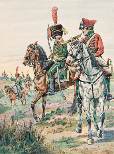 جاك ماري غاستون Onfroy de Breville dit JOB (1858-1931) - زي القوات الفرنسية في جميع الأوقات: بوق ليجيرز خيول أرينبرغف (1807) ، مجموعة خاصة بواسطة اسم مستعار لـ Onfray de Breville Jacques Job
