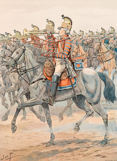 جاك ماري جاستون Onfroy de Breville dit JOB (1858-1931) - زي القوات الفرنسية في جميع الأوقات: بوق فوج أورليانز - التنينات (1781) ، مجموعة خاصة بواسطة اسم مستعار لـ Onfray de Breville Jacques Job