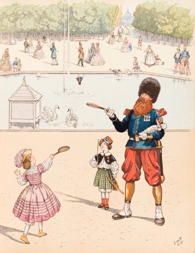 جاك ماري جاستون Onfroy de Breville dit JOB (1858-1931) - The Sapper (الجيش الفرنسي في حديقة عامة يلعب مع أطفاله) ، مجموعة خاصة بواسطة اسم مستعار لـ Onfray de Breville Jacques Job