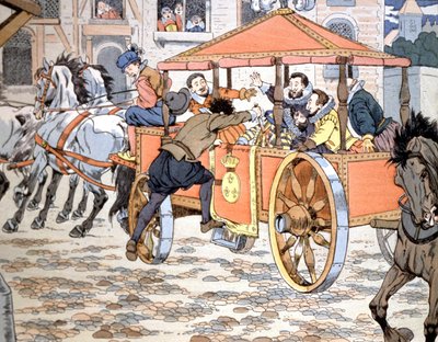 مقتل هنري الرابع، ج.1900 (رسم توضيحي) بواسطة اسم مستعار لـ Onfray de Breville Jacques Job