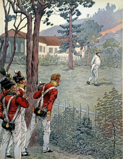 Napoleon I Bonaparte (1769-1821) under the astonished gaze of the British army in captivite on the island of Saint Helene (Sainte-Helene) بواسطة اسم مستعار لـ Onfray de Breville Jacques Job