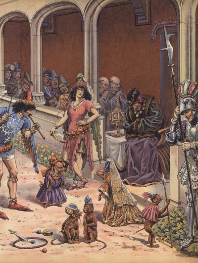 فنانون يستمتعون بملك فرنسا المسن لويس الحادي عشر (لون ليثو) بواسطة اسم مستعار لـ Onfray de Breville Jacques Job