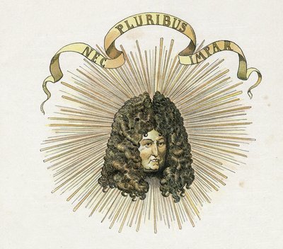 صورة للملك لويس الرابع عشر (1638-1715) مع شعاره باللاتينية "Nec pluribus impar" (لا يوجد شبيه آخر). في "" فرنسا ، قصته رواها ج. مونتورجيل ، صورة من قبل جوب "1896. مجموعة خاصة. بواسطة اسم مستعار لـ Onfray de Breville Jacques Job