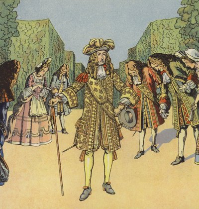 The Sun King, Louis XIV of France (colour litho) بواسطة اسم مستعار لـ Onfray de Breville Jacques Job