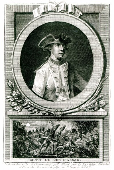 صورة لويس ، شفالييه داساس (1733-1760) ، وموته في Clostercamp في عام 1760 (النقش) (وزن الصورة) بواسطة الأصغر سنا