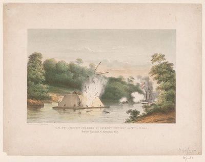 Z.M. Steamship Celebes يقاتل kotta-mara. Poeloe Kanamit ، 6 أغسطس 1859 (العنوان على الكائن) بواسطة ودوي الياس سبانير وزنك