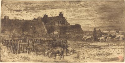 Les Bergeries ، مشهد رعوي Soleil Couchant ، غروب الشمس.