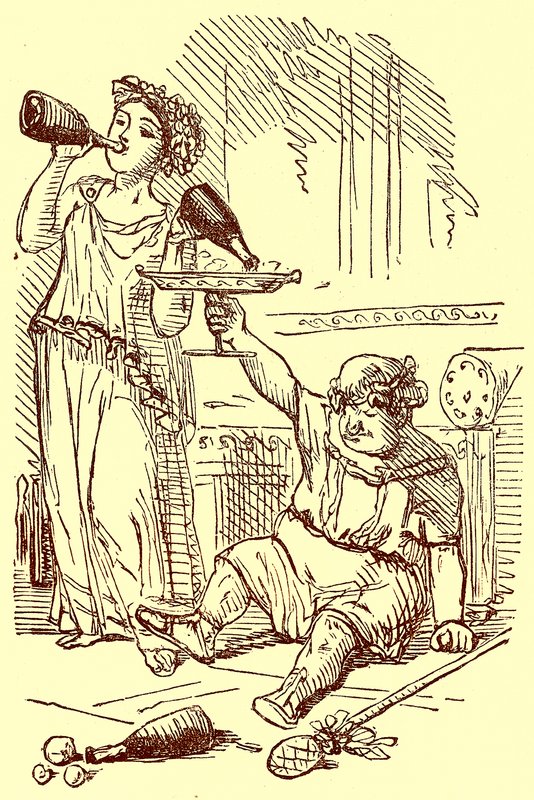 مجموعة Bacchanalian ، من مزهرية قديمة جدًا ، رسم توضيحي من `` The Comic History of Rome 