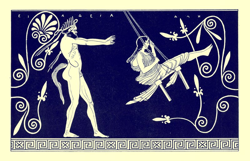 صامتة تتأرجح ، رسم توضيحي من `` لوحات زهرية يونانية '' بواسطة JE Harrison و DS MacColl ، نُشر عام 1894 (صورة محسّنة رقمية) بواسطة (بعد) المدرسة الإنجليزية